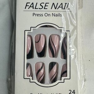 Pink and Black Press On Nails